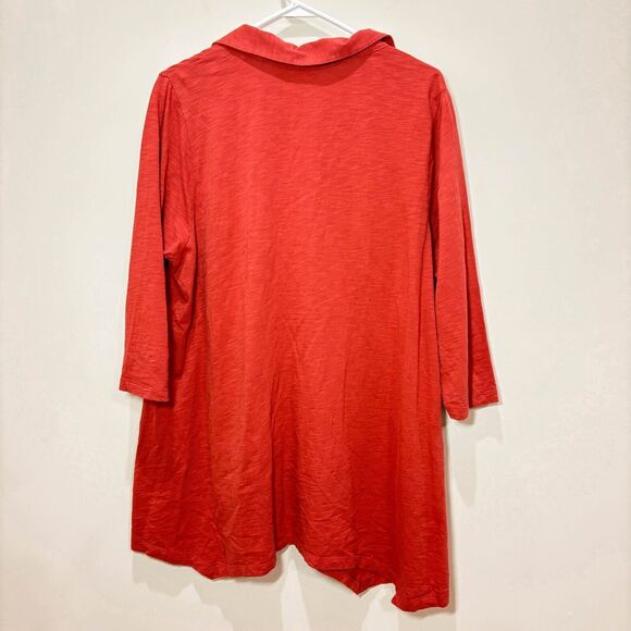 Soft Surroundings Orange Coral Tunic 1X Mixed Buttons Lagenlook Art-To-Wear - Picture 6 of 11